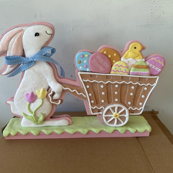 Easter Bunny with Wagon of Eggs by Valerie Parr Hill Home Decor Holiday Easter - Picture 3 of 3